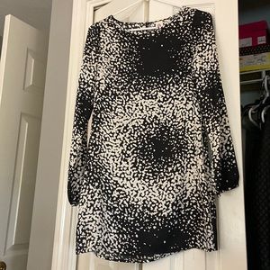 Long Sleeve, speckled print, black and white, mini dress.